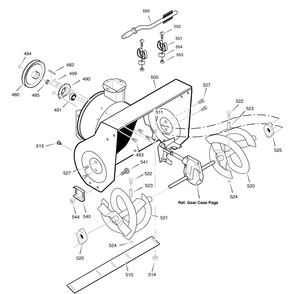Auger Housing Diagram and Parts List for 1695366-6291500X61 2007 Briggs and Stratton Snow Blower
